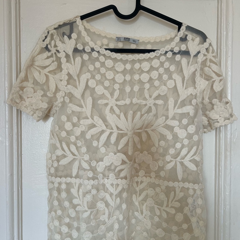Zara Cream Lace Top